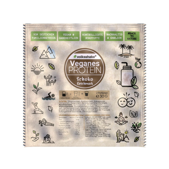 Rastlinske beljakovine (proteini) s sladili, okus čokolada, tester, 30 g Rastlinske beljakovine (proteini) s sladili, okus čokolada, tester, 30 g